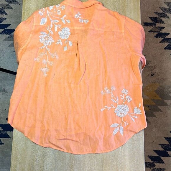 Johnny Was Lael Boxy Linen Embroidered Shirt - Picture 9 of 13
